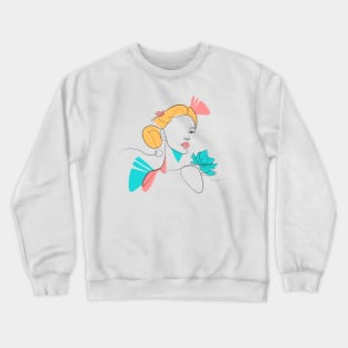 Women Lineart with Bun Hair Crewneck Sweatshirt